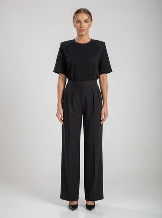 VELINA NOIR SIGNATURE PLEATED TROUSER — BLACK