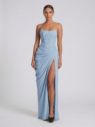 AVIELLE Draped Corset Gown - Glacier Blue