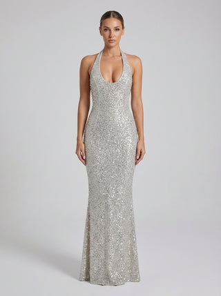 שמלת הולטר אורליה — נצנוץ כסף