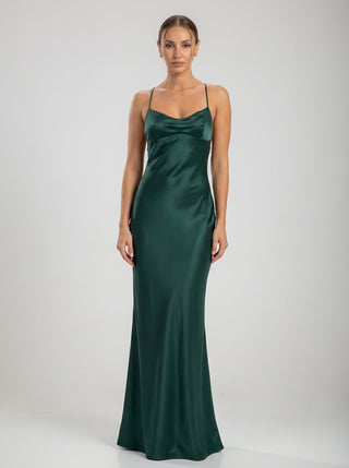שמלות סאטן סרפינה – ירוק אמירלד