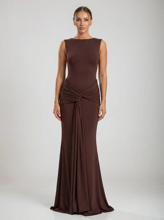 שמלת קליסטה – חום שזיף