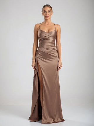 שמלת ולוריה – חום אגוז