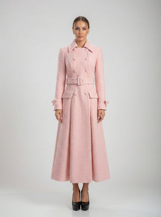 שמלת מעיל טוויד ורודה של מרגו