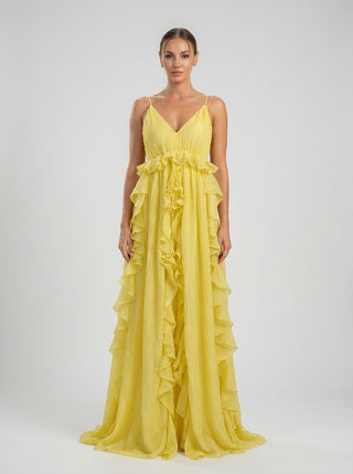 שמלת שיפון עם קפלים של Soleil