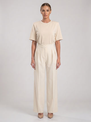 VELINA NOIR SIGNATURE PLEATED TROUSER — IVORY