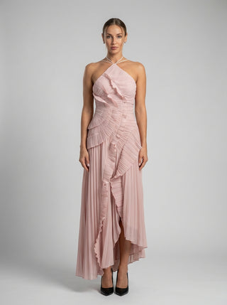 Nayara – שמלת קפלים בצבע סומק