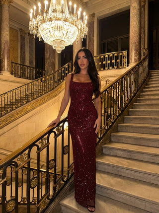 שמלות רשת קריסטל נוקטורן - אדום