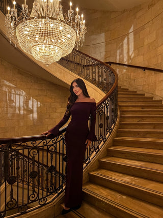 Mariana Bell Sleeve Gown – Bordeaux