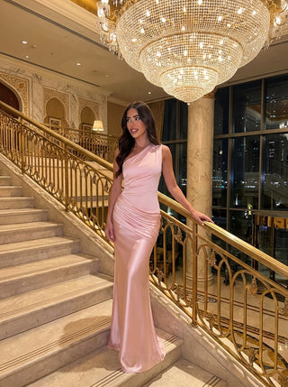 שמלת מקסי סדינה - סומק