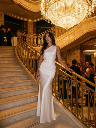 שמלת מקסי סדינה - שנהב