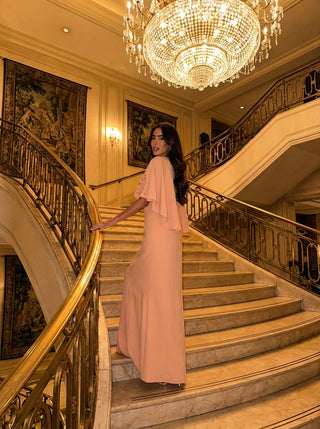Patricia Cape Gown – Blush Nude