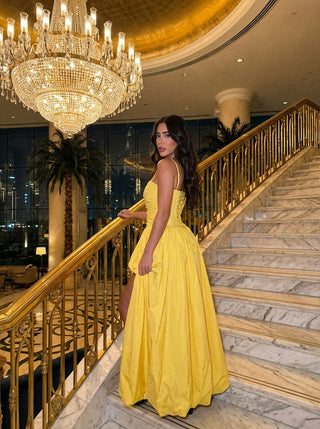 שמלת מרסלין – צהוב חמאה