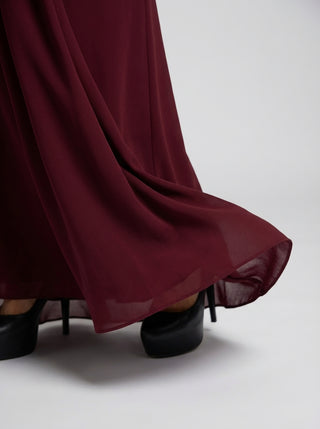 VALENZA Embellished Drape Gown - Deep Garnet