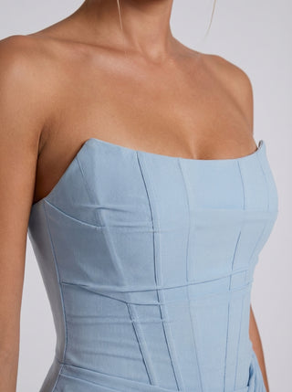 AVIELLE Draped Corset Gown - Glacier Blue
