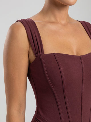 ZARETH Sculpted Drape Gown - Amaranth