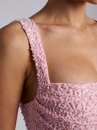 REGALIA Rhinestone Corset Gown - Plush Pink