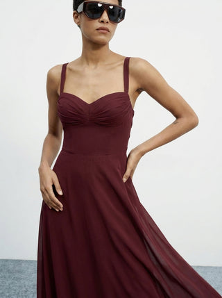 ELVIRA Soft Corset Flow Gown - Dark Cherry