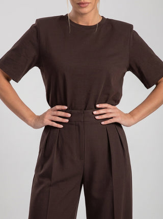 VELINA NOIR SIGNATURE PLEATED TROUSER — ESPRESSO