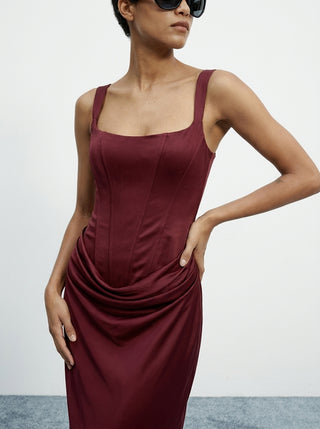 Nocturne Corset Gown – Burgundy Red