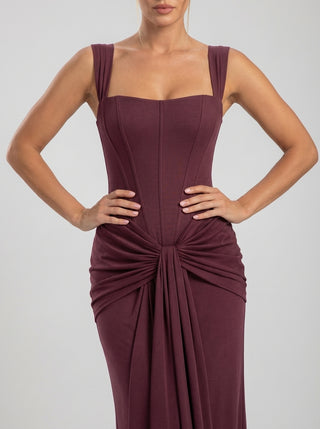 ZARETH Sculpted Drape Gown - Amaranth