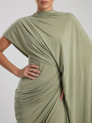 SOLÈNE DRAPE CAPE GOWN - SAGE