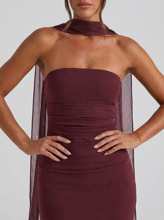 DAELIA Halter Column Gown - Amaranth