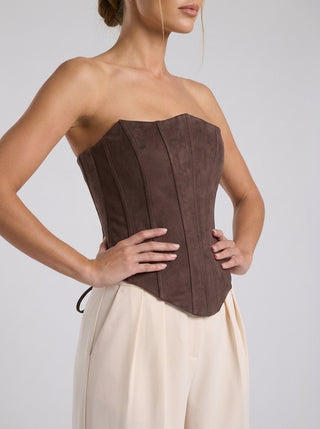 ÉLODIE CORSET SUEDE SCULPT - ESPRESSO