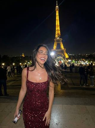 שמלות ריגליה – ברגונדי מנצנץ