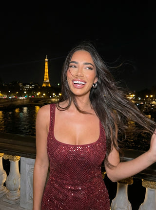 שמלות רשת קריסטל נוקטורן - אדום