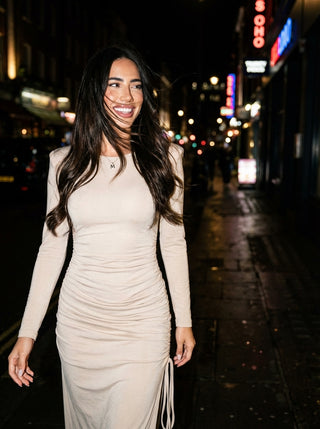Ruched Long Sleeve Maxi Dress