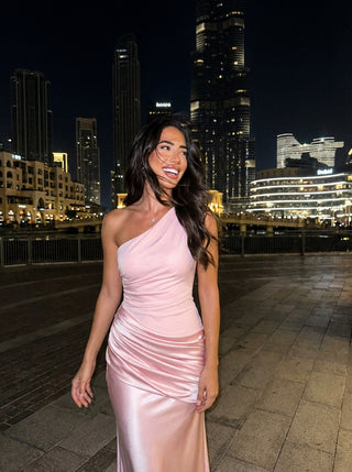 שמלת מקסי סדינה - סומק