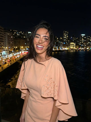 Patricia Cape Gown – Blush Nude