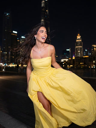 שמלת מרסלין – צהוב חמאה