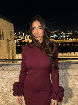 Daniela Ruffle Cuff Gown – Bordeaux