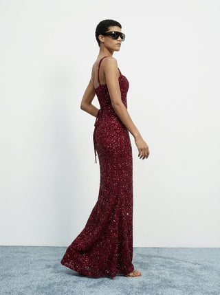 Regalia Gown – Burgundy Sparkle