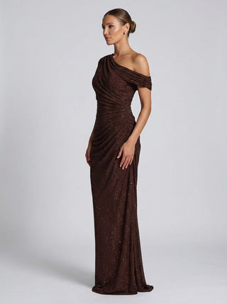 שמלות כתף אחת אורקס — ברונזה מנצנצת