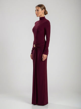 Camila Drape Waist Gown – Bordeaux