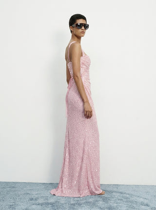 REGALIA Rhinestone Corset Gown - Plush Pink