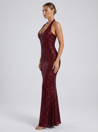 שמלת הולטר אורליה — נצנוץ אדום