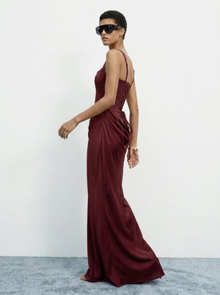 Nocturne Corset Gown – Burgundy Red