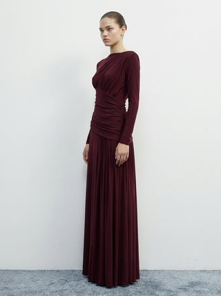 AMARA DRAPED GOWN - BORDEAUX