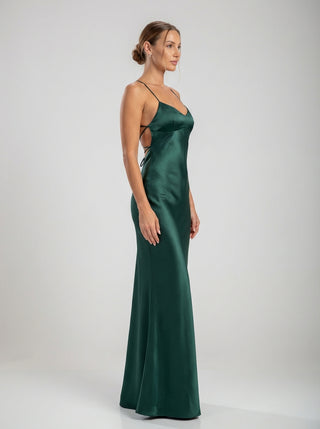 שמלות סאטן סרפינה – ירוק אמירלד