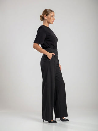 VELINA NOIR SIGNATURE PLEATED TROUSER — BLACK