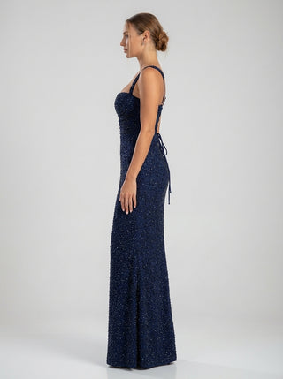 REGALIA Rhinestone Corset Gown - Midnight Navy