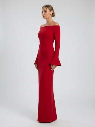Mariana Bell Sleeve Gown – Scarlet Red