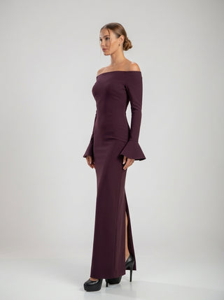 Mariana Bell Sleeve Gown – Bordeaux