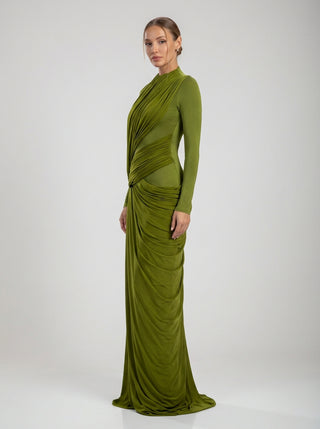 זורי – שמלת ערב בצבע זית