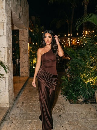 SADINA MAXI DRESS - CHOCOLATE BROWN