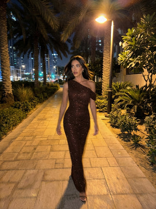 שמלות כתף אחת אורקס — ברונזה מנצנצת