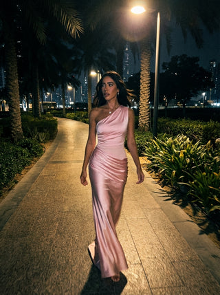 שמלת מקסי סדינה - סומק